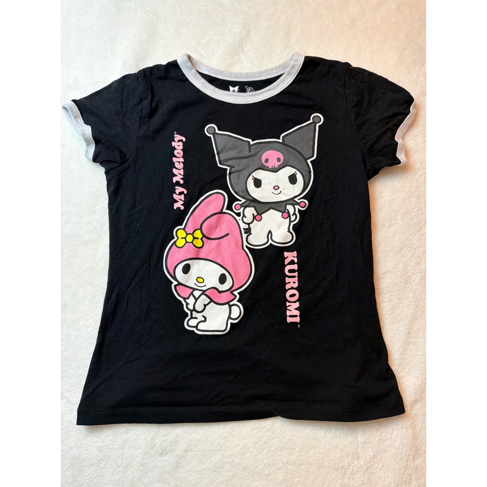 Sanrio Kuromi My Melody Ringer Graphic Tee Black Kids XL 16 Hybrid Apparel